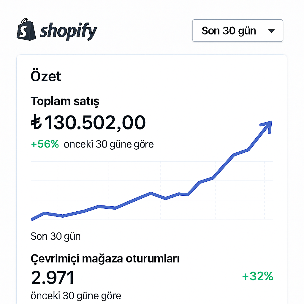 Artan Shopify satış grafiği